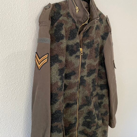 Zara Trafaluc Camouflage Military Outerwear Mixed Media Jacket Womens Small - Picture 9 of 11